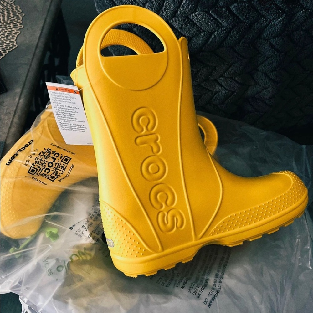 CROCS Kids Bright Yellow Rain Boots
